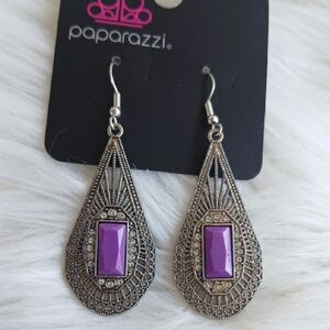 Paparazzi Silver and Purple Filigree Earrings
